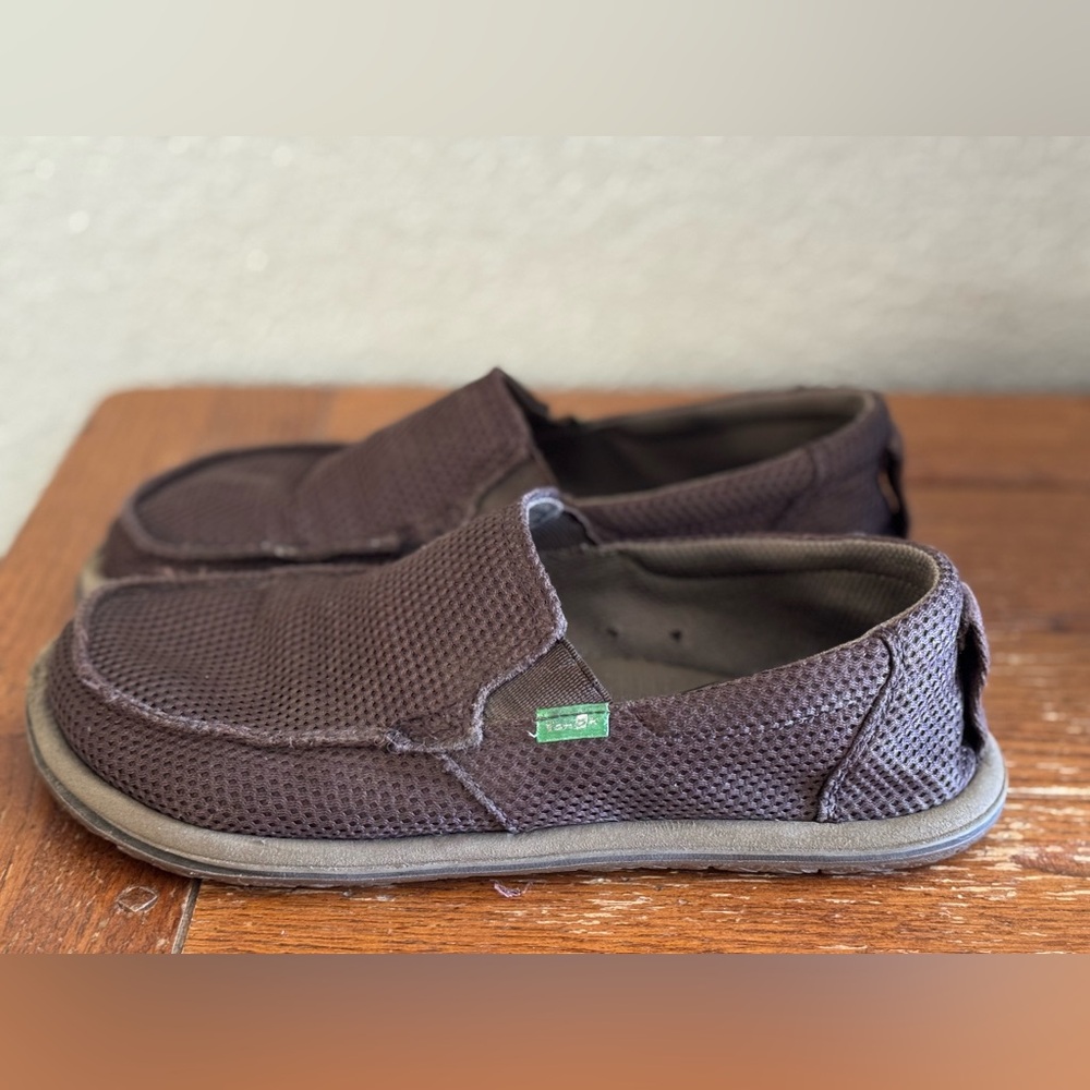 Sanuk M7/ W9 Brown Trailgater Slip-On Shoes Vacay Resort Beach Casual